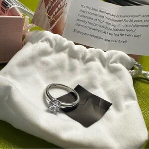 NEW Diamonique 1.00 cttw Solitaire Ring Platinum C lad Round Size 8 engagement